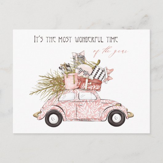今年の素晴らしいタイムピンクのガーリー休日 ポストカード (正面)