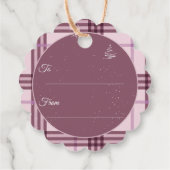 今年の素晴らしい時間ピンクの格子模様のクリスマス フェイバータグ (裏面)