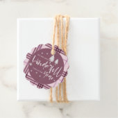 今年の素晴らしい時間ピンクの格子模様のクリスマス フェイバータグ (インサイチュ)