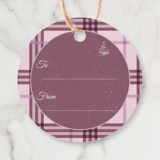 今年の素晴らしい時間ピンクの格子模様のクリスマス フェイバータグ (裏面)