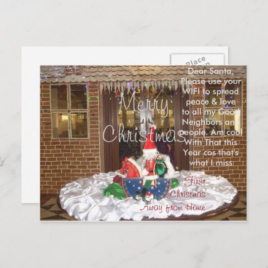 今年の親愛遠くにクリスマスの新年にサンタホームから シーズンポストカード (正面/裏面)
