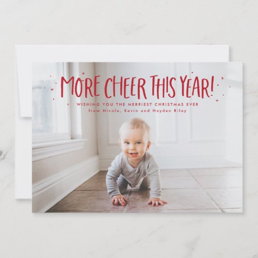 今年の詳細応援おもしろい1枚の赤いクリスマス シーズンカード (正面)