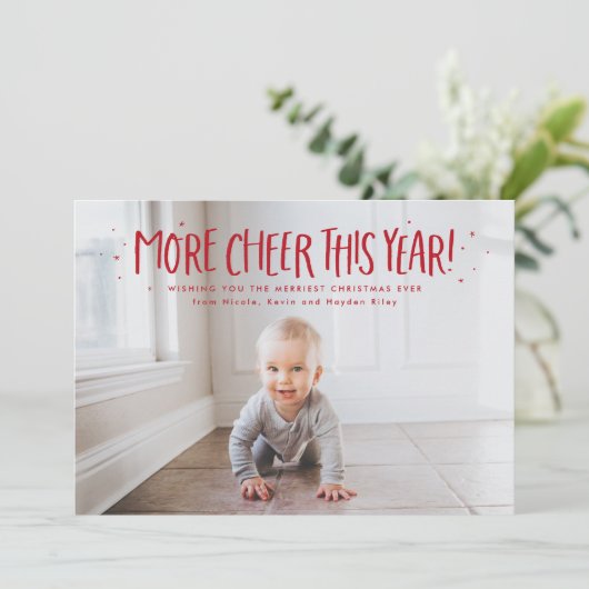 今年の詳細応援おもしろい1枚の赤いクリスマス シーズンカード (スタンド正面)