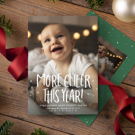 今年の詳細応援2枚の写真グリーンクリスマス シーズンカード