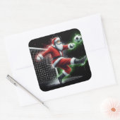 今年の蹴クリスマスにサッカーボール、サンタ スクエアシール (封筒)