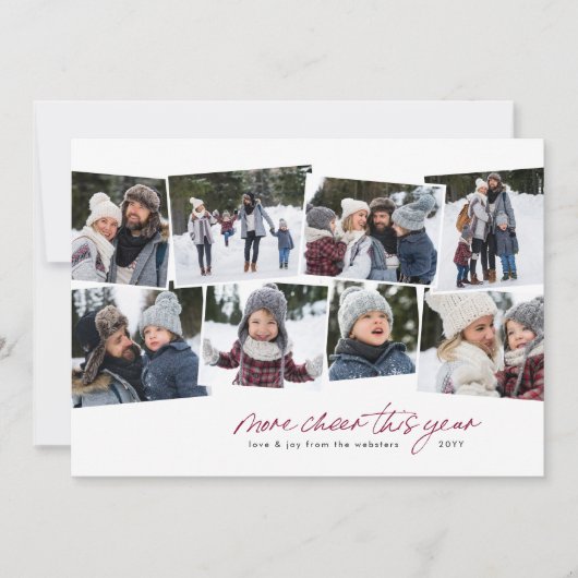 今年はもっと元気に 8枚の写真コラージュ ホリデーカード (正面)