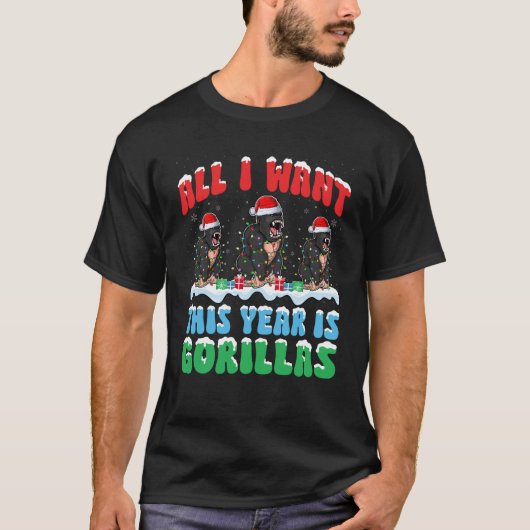 今年はクリスマスを着たゴリラが欲しい Tシャツ (正面)