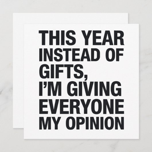 今年はプレゼントの代わりにみんなに自分の意見をあげるよ シーズンカード (正面/裏面)