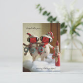 今年は休暇を送っているにもかかわらず、応援雪だるま ポストカード (スタンド正面)