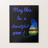 今年は美しい一年の話題の海の猫でありますように ジグソーパズル (縦)