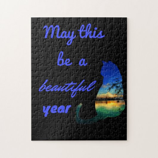 今年は美しい一年の話題の海の猫でありますように ジグソーパズル (縦)