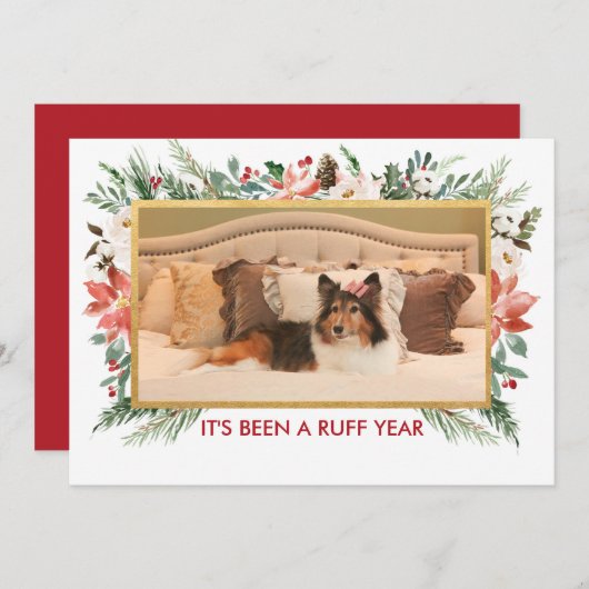 今年は荒れ果てた |犬の写真クリスマス シーズンカード (正面/裏面)