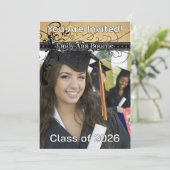 今年への黒くファンキーでエレガントな渦巻変更 招待状 (スタンド正面)