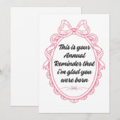 今年もあなたが存在してくれて嬉しいという年次リマインダーです 招待状 (正面/裏面)