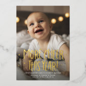 今年もっと喜びを キュートな2枚の写真 赤いクリスマス 箔シーズンカード (正面)