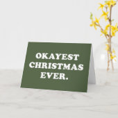 今年も何とかクリスマスを迎えました 楽しいグリーンのホリデーカード カード (黄色い花)