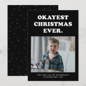 今年も何とかクリスマスを迎えました 楽しいホリデーシーズンの写真入りカード シーズンカード (正面/裏面)