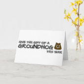 今年与えのグラウンドホッグのプレゼント カード (黄色い花)