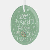 今年吸はおもしろい婚約した記念に ガラスオーナメント (正面左)