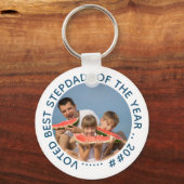 今年最高のの義父の投票 |丸い写真 キーホルダー (正面)