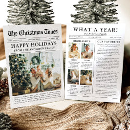 「今年最高の思い出」クリスマスフォトカード 新聞スタイル シーズンカード