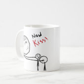 今度はキスの激怒の顔の漫画のミーム コーヒーマグカップ (正面左)