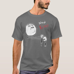 今度はキスの激怒の顔の漫画のミーム Tシャツ