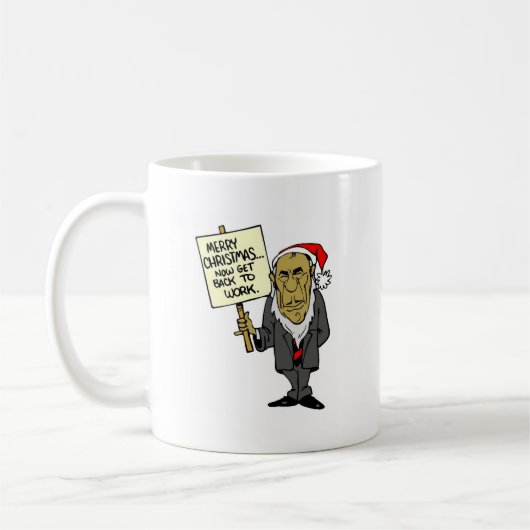 今度はクリスマスのボスを働かせることを戻って下さい コーヒーマグカップ (左)