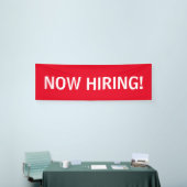 今度は雇用のシンプルで赤く白い旗の印 横断幕 (トレードショー)