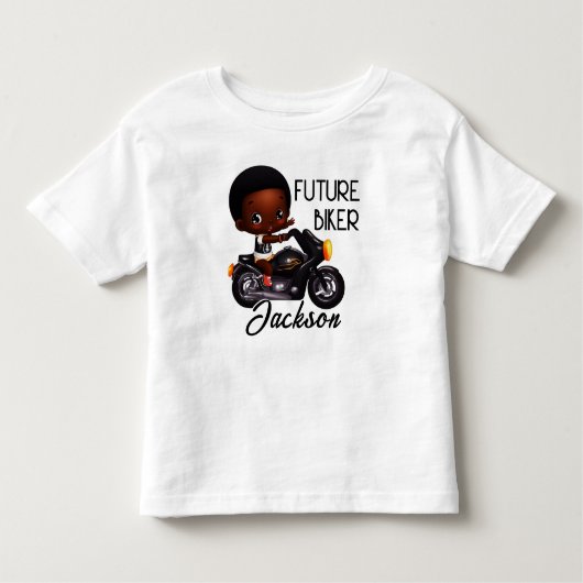 今後のバイクもしくは自転車に乗る人と子ども・バイク トドラーTシャツ (正面)