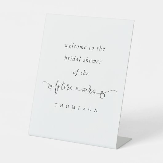 今後のミセス名スクリプトへようこそブライダルシャワー 台座サイン (正面)