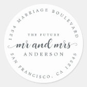 今後のミセス・スクリプト白黒差出人住所 ラウンドシール (正面)