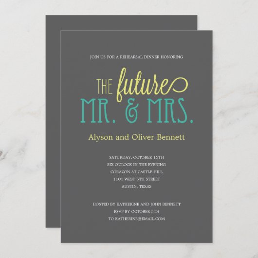今後のリハーサル夫妻ディナー/ウェディングシャワー 招待状 (正面/裏面)