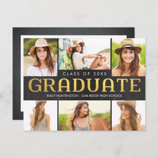 今後の輝く卒業発表招待状 インビテーションポストカード (正面/裏面)