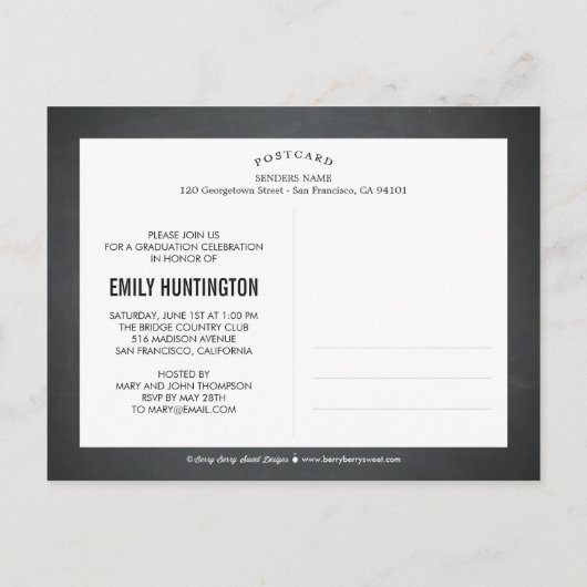 今後の輝く卒業発表招待状 インビテーションポストカード (裏面)