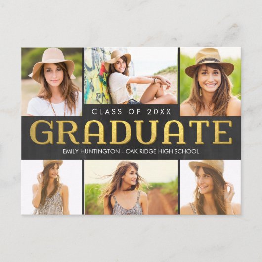 今後の輝く卒業発表招待状 インビテーションポストカード (正面)