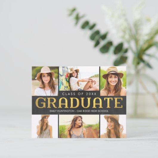 今後の輝く卒業発表招待状 インビテーションポストカード (スタンド正面)