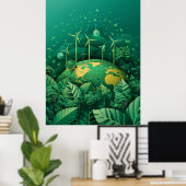 今後地球に優し:再生可能エネルギー源の提案 ポスター (ホームオフィス)