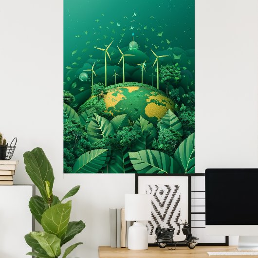 今後地球に優し:再生可能エネルギー源の提案 ポスター (ホームオフィス)