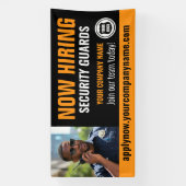 今採用セキュリティガードジョブロゴフォトオレンジ 横断幕 (縦)