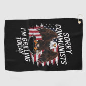 今日おもしろいは悪い共産主義者が焼いてる ゴルフタオル (横)