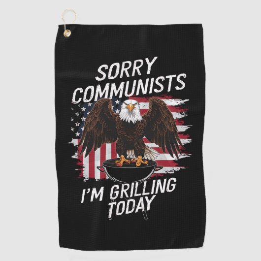 今日おもしろいは悪い共産主義者が焼いてる ゴルフタオル (正面)
