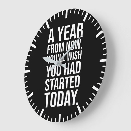 今日から始める、新年の決意 – やる気を起こさせる ラージ壁時計 (傾斜)
