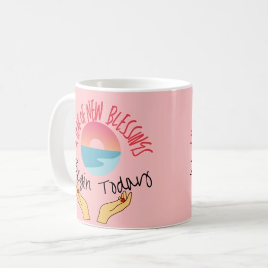 今日から新年の恵みが始まる コーヒーマグカップ (正面左)