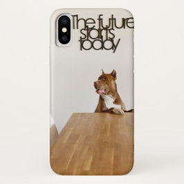 「今日から未来がスタート – かわいい犬のデザイン iPhone X ケース