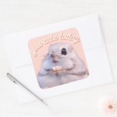 今日かわいいリスとピンクの花 スクエアシール (封筒)