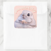 今日かわいいリスとピンクの花 スクエアシール (バッグ)