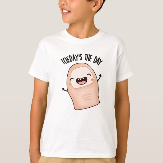 今日がその日 面白い足の指のダジャレ Tシャツ (正面)