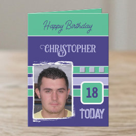 今日が18歳の誕生日 おめでとう 彼氏用 写真 紫 緑 カード