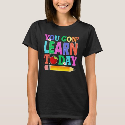 今日こそは学ぶぞ先生チーム バックトゥスクール Tシャツ (正面)